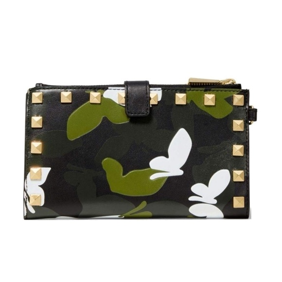 Michael Kors Studded butterfly leather double zip wallet wristlet - Picture 3 of 3